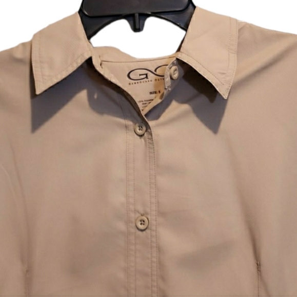 GameGuard Outdoors Tan Khaki Button Down Wash & Wear Shirt size S - Picture 2 of 4